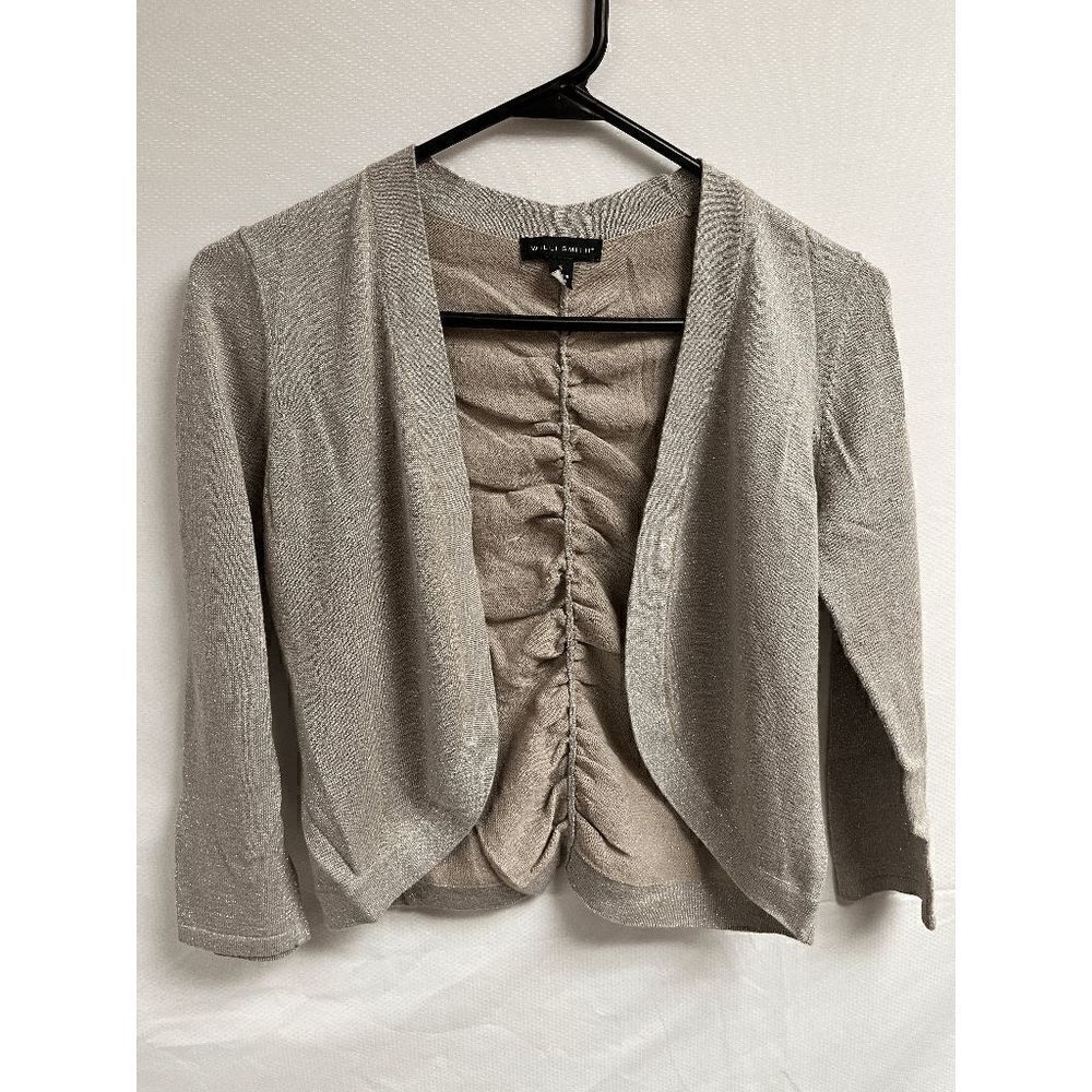 Willi Smith Womens Open Front Ruched Back Open Front Cardigan Size Small shimmer
